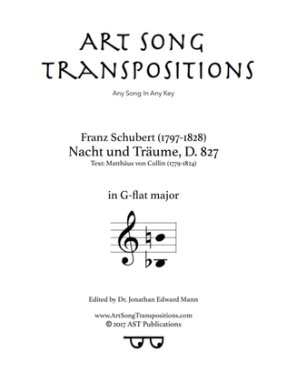 Book cover for SCHUBERT: Nacht und Träume, D. 827 (transposed to G-flat major)