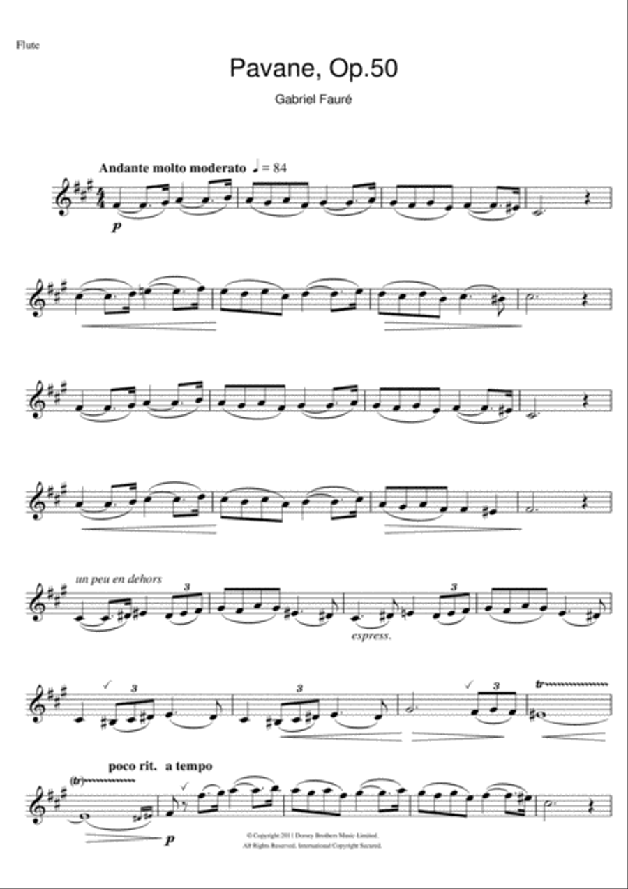 Pavane Flute Solo scores gallery preview page 1