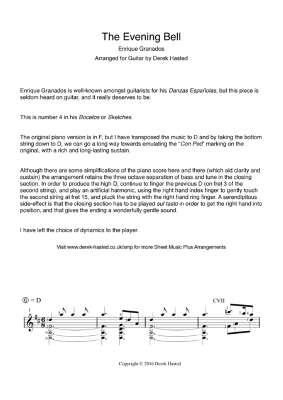The Evening Bell - Granados - for Classical Guitar Acoustic Guitar scores gallery preview page 2