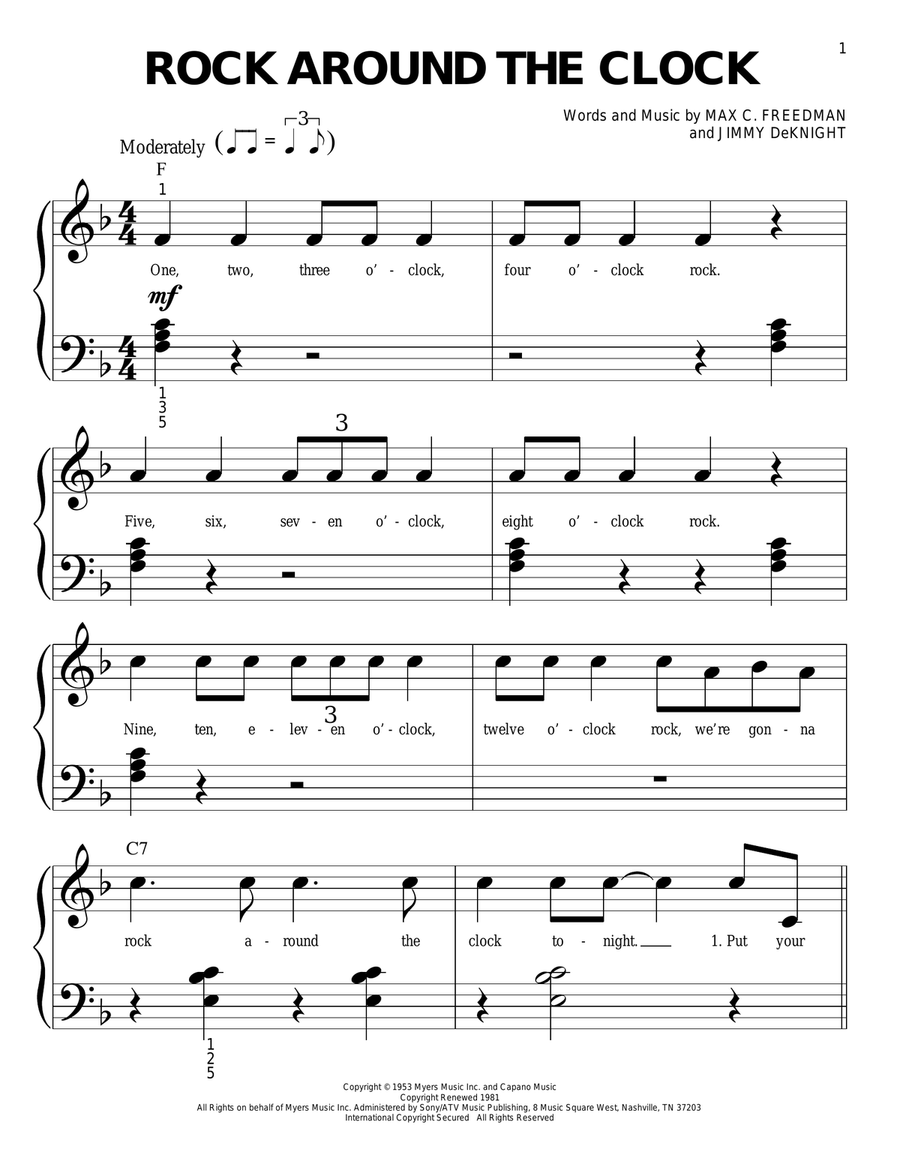 Rock Around The Clock Easy Piano scores gallery preview page 1