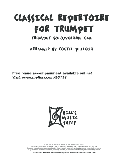 Classical Repertoire for Trumpet, Volume 1
