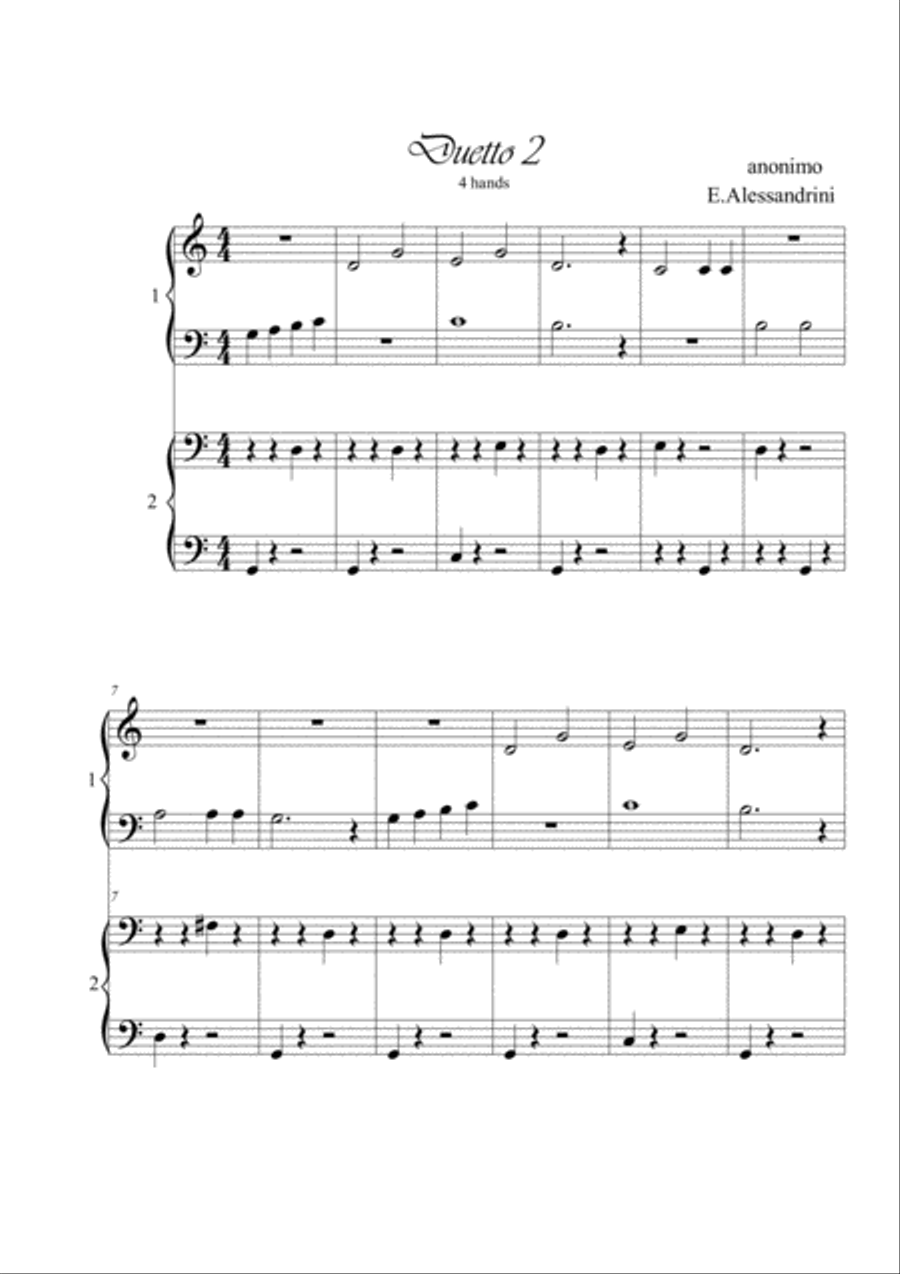 Duetto 2 for 4 hands Piano Method scores gallery preview page 1