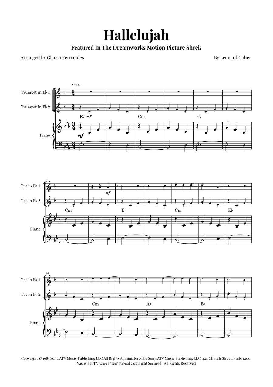 Hallelujah Trumpet Duet scores gallery preview page 1