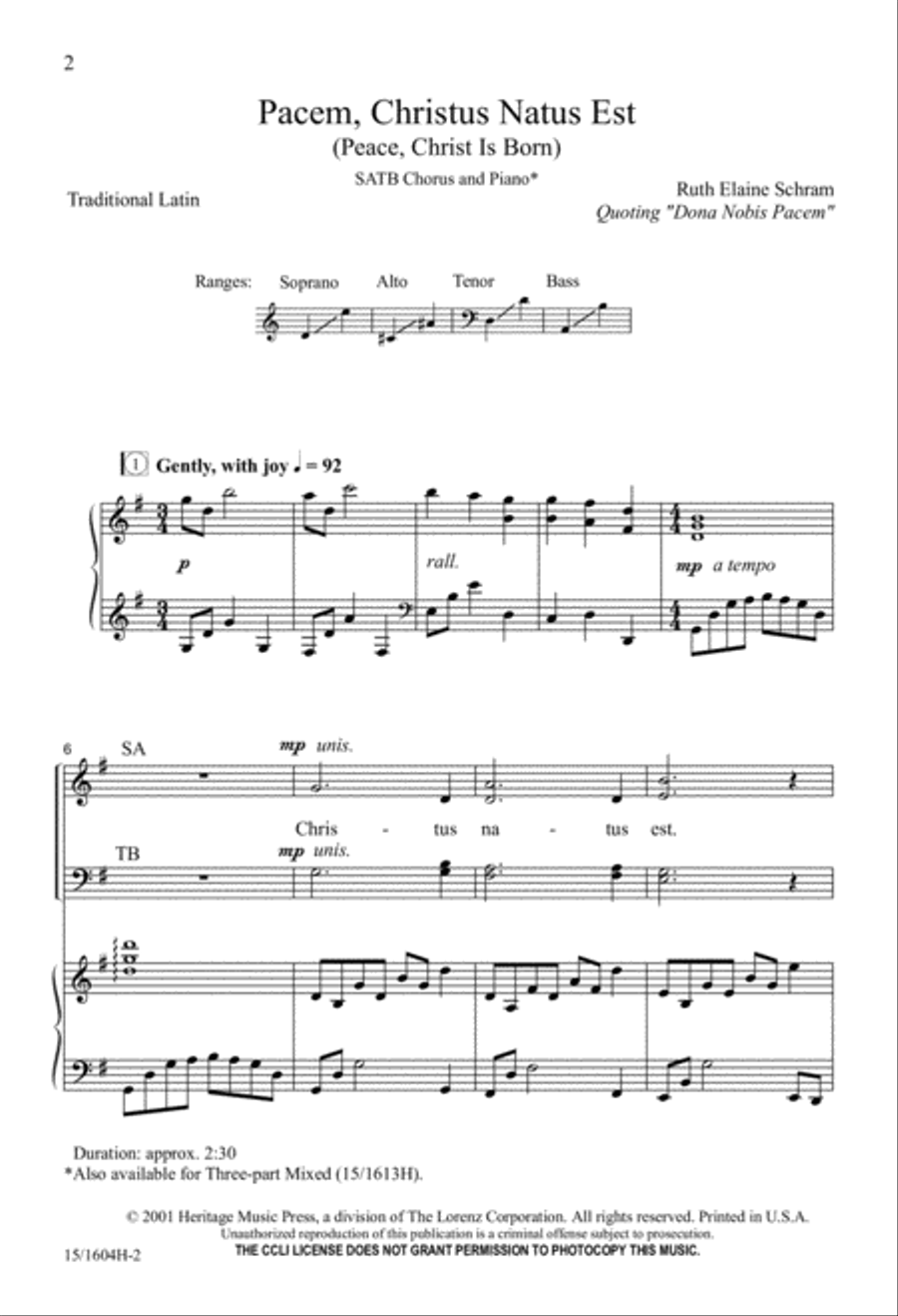 Pacem Christus Natus Est 4-Part scores gallery preview page 1