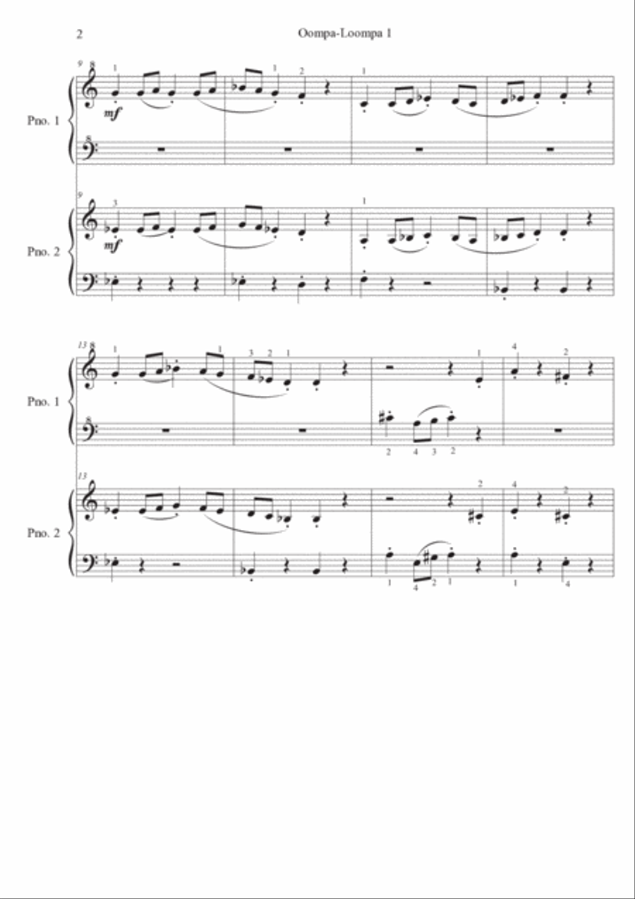 Oompa-Loompa 1 Oompa-Loompa 1 1 Piano, 4-Hands scores gallery preview page 2