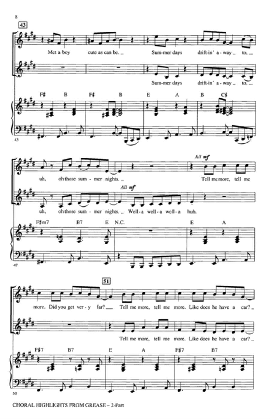 Choral Highlights from Grease 2-Part scores gallery preview page 6