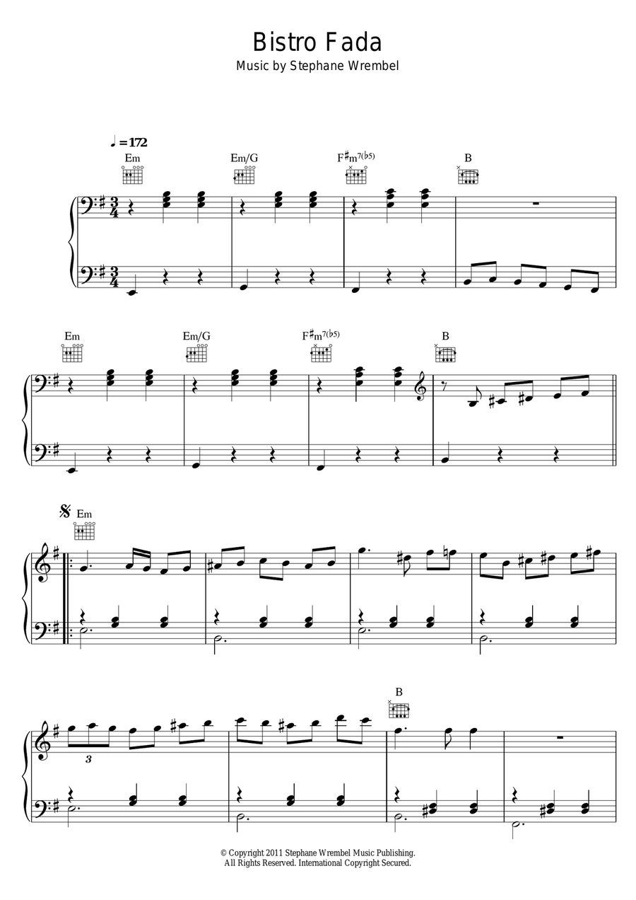 Bistro Fada (from 'Midnight In Paris') Piano Solo scores gallery preview page 1