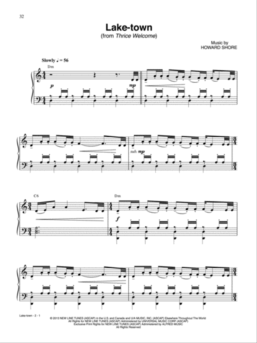 Lake-town (from The Hobbit: The Desolation of Smaug) Piano Solo scores gallery preview page 1