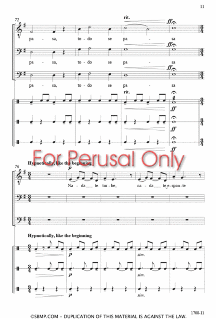 Nada Te Turbe - TBB 3-Part scores gallery preview page 10