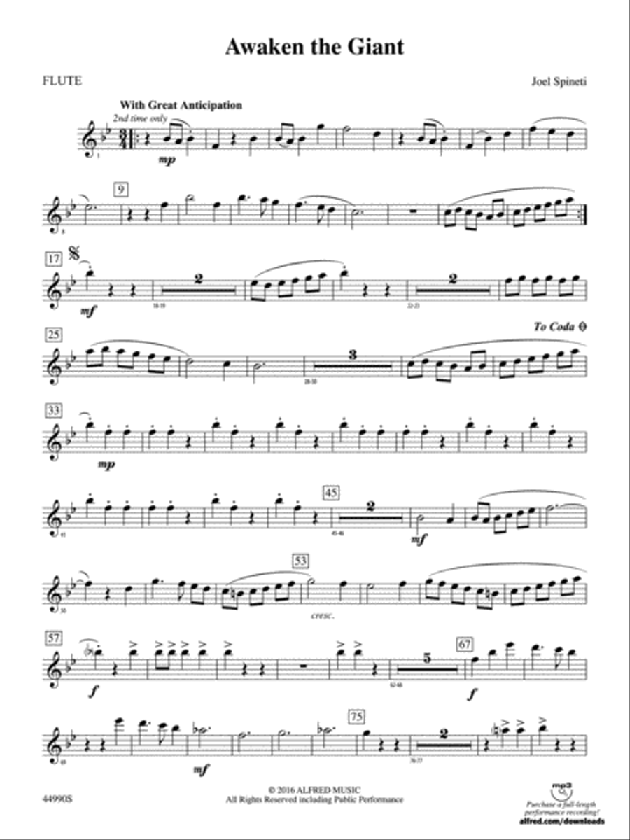 Awaken the Giant: Flute Concert Band scores gallery preview page 1