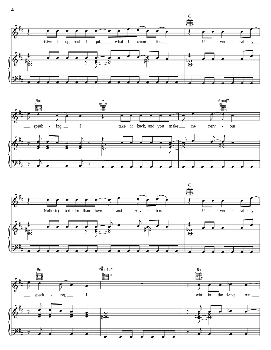 Universally Speaking Universally Speaking Piano, Vocal, Guitar scores gallery preview page 4