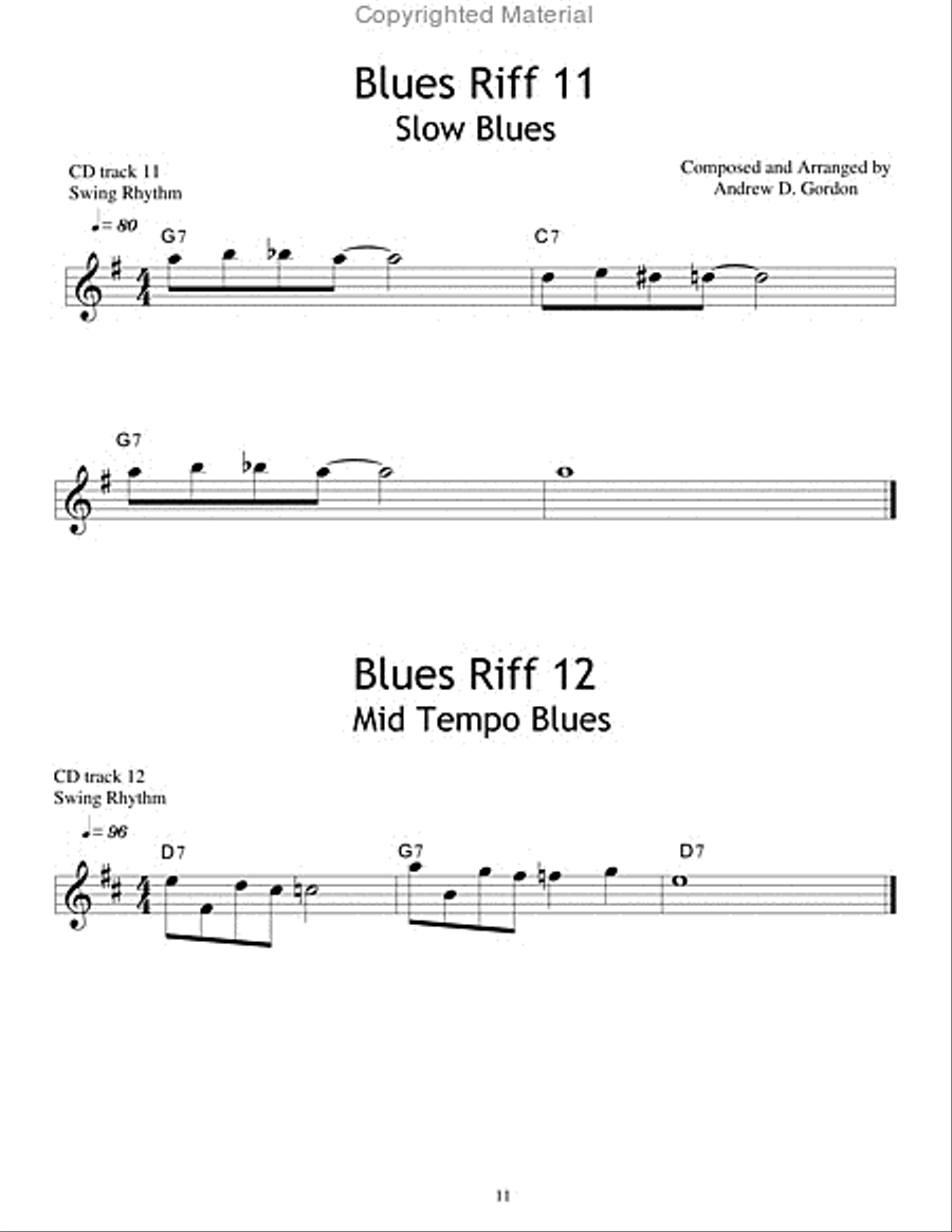 100 Ultimate Blues Riffs for Bb instruments Beginner Series B-Flat Instrument scores gallery preview page 2