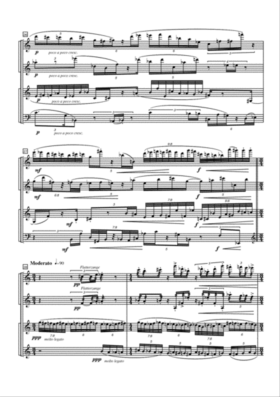 Seattle Quartet for Flute, Clarinet, Violin and Cello Clarinet scores gallery preview page 4