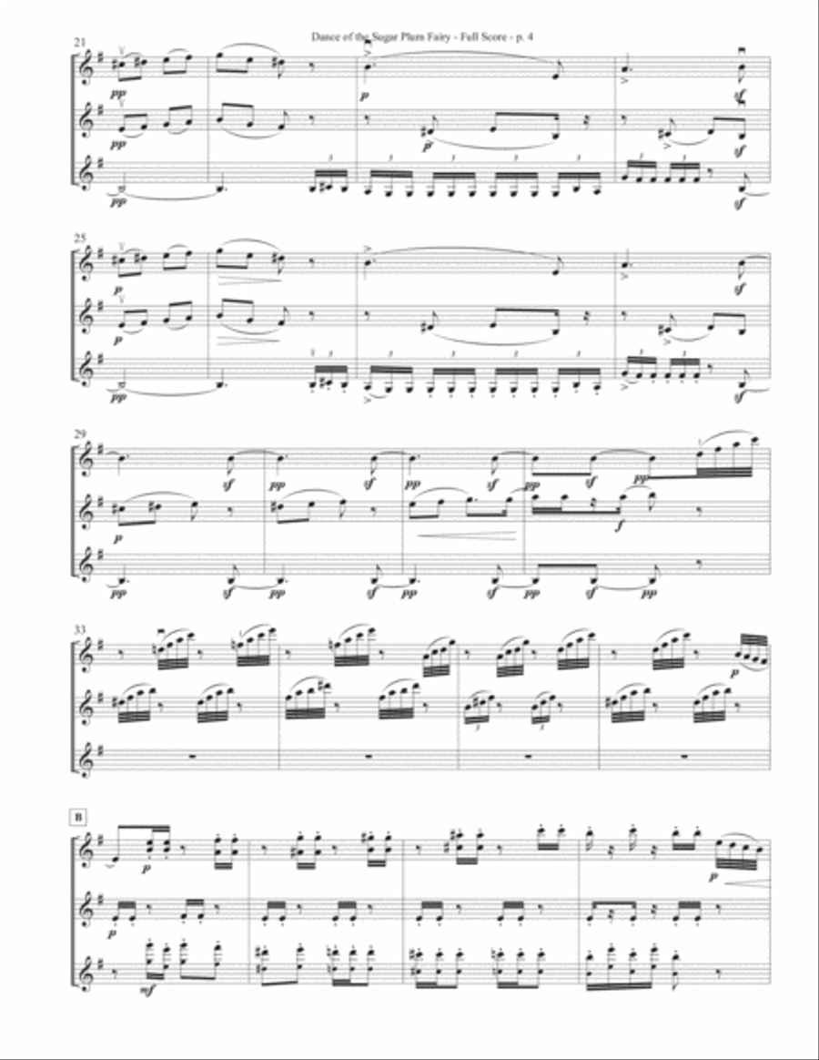 Dance of the Sugar Plum Fairies, from the Nutcracker for 3 violins Violin Solo scores gallery preview page 4