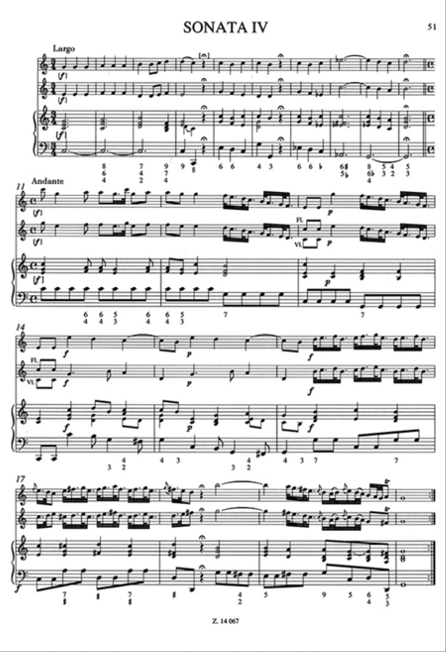 6 Sonate a tre per due violini o flauti traversi e Flute scores gallery preview page 3