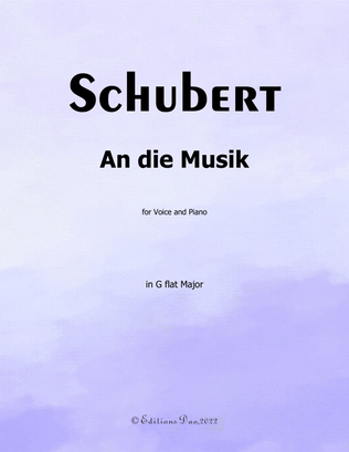 Book cover for An die Musik, by Schubert, in G flat Major