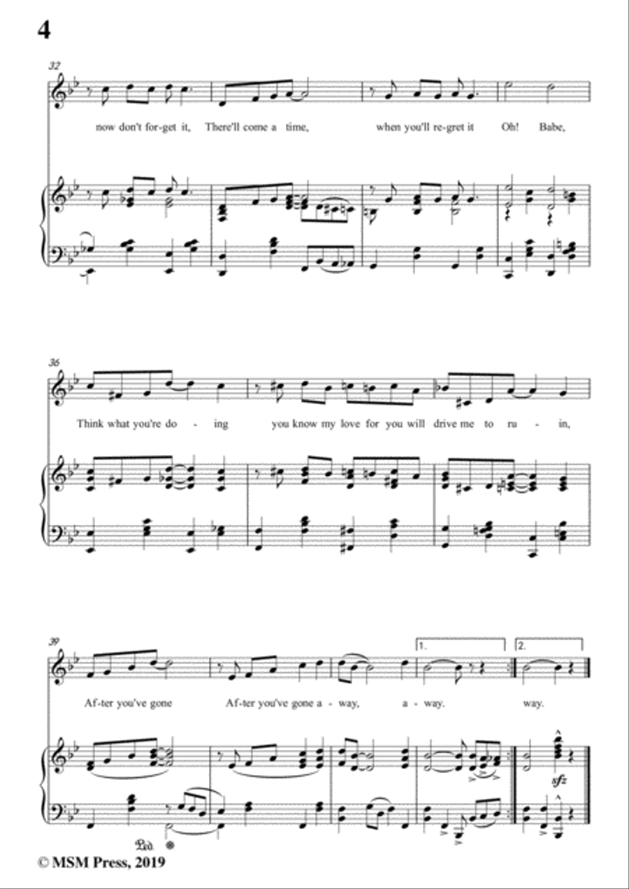 Turner Layton-After You've Gone,in B flat Major,for Voice and Piano Voice Solo scores gallery preview page 6