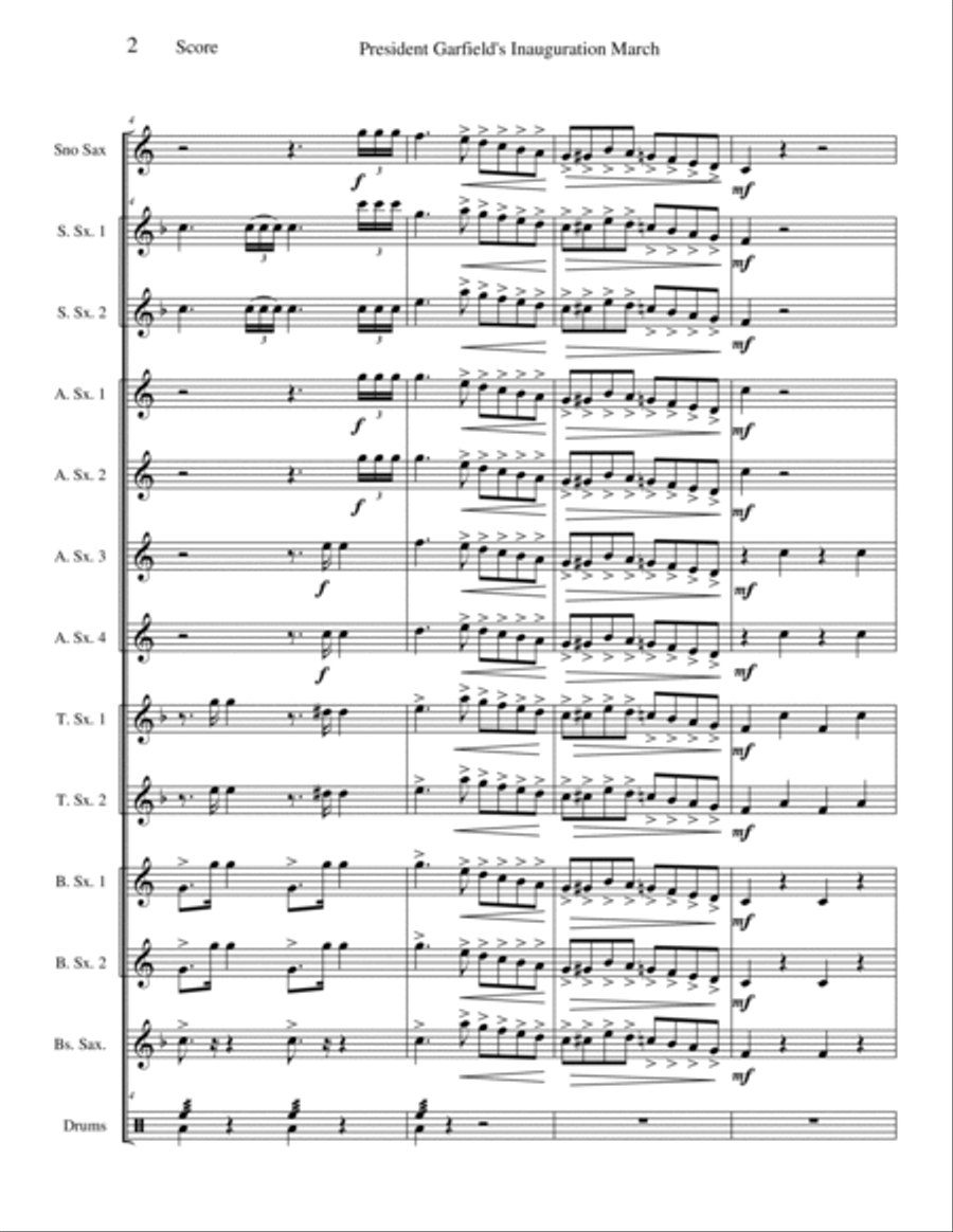 Garfield's Inaugural March - Opus 131 Woodwind Ensemble scores gallery preview page 2
