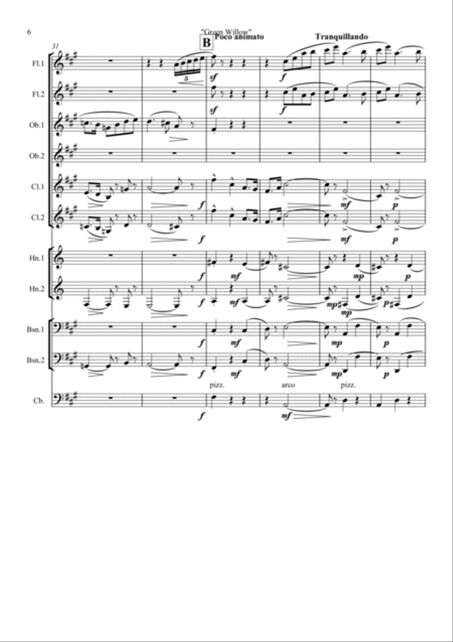 George Butterworth: Idyll: The Banks of Green Willow - symphonic wind/bass Sacred scores gallery preview page 6
