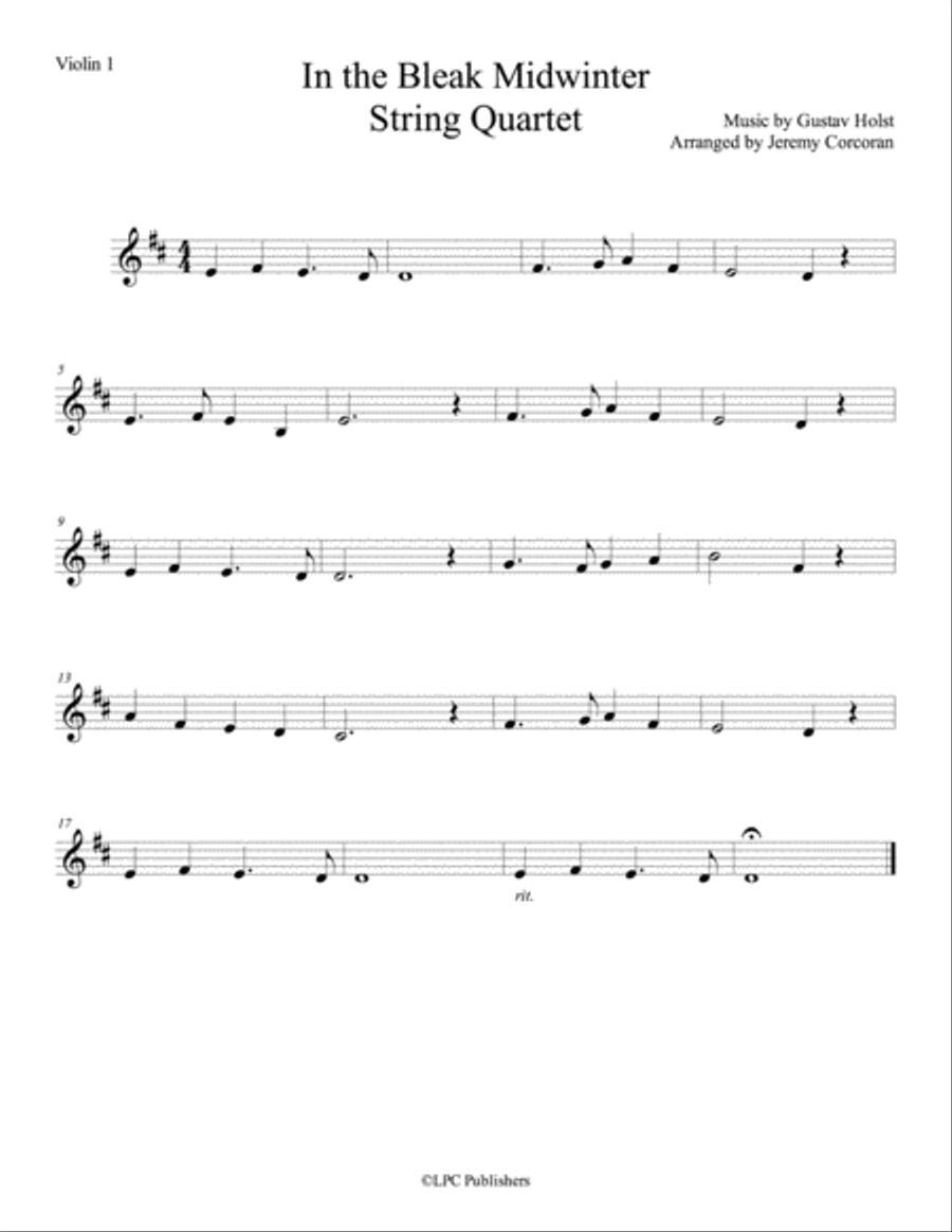 In the Bleak Midwinter for String Quartet String Quartet scores gallery preview page 4