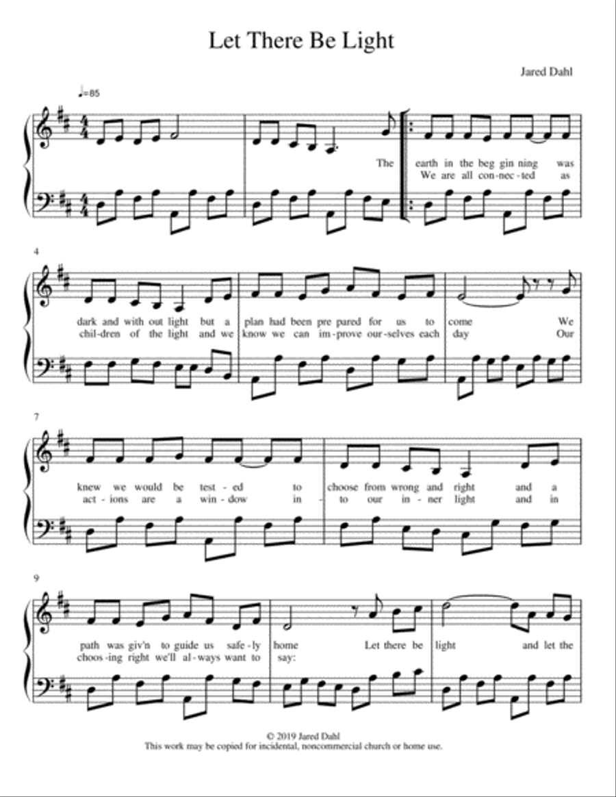 Let There Be Light Let There Be Light Unison Choir scores gallery preview page 1