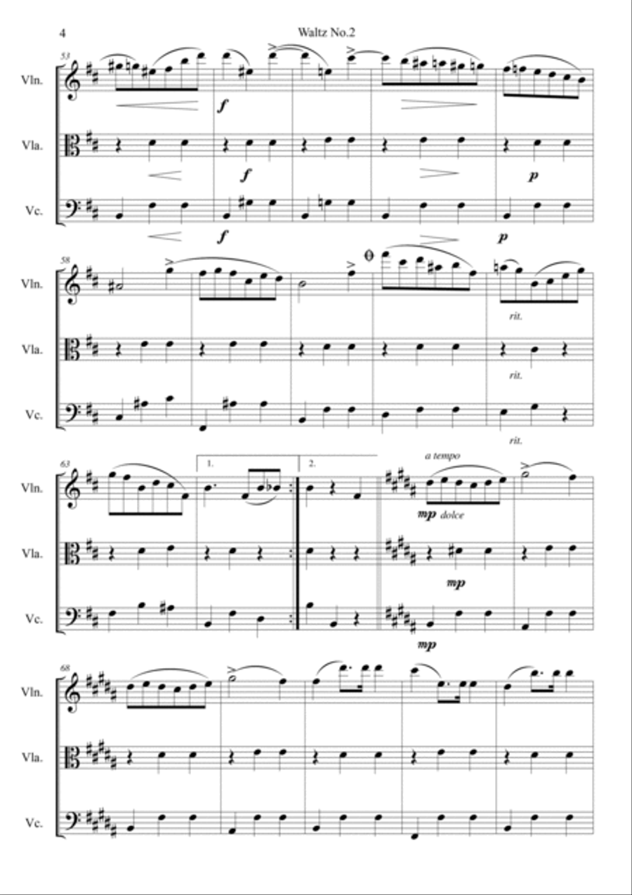 Waltz No.10 in B Minor Op.69, No.2 String Trio scores gallery preview page 4