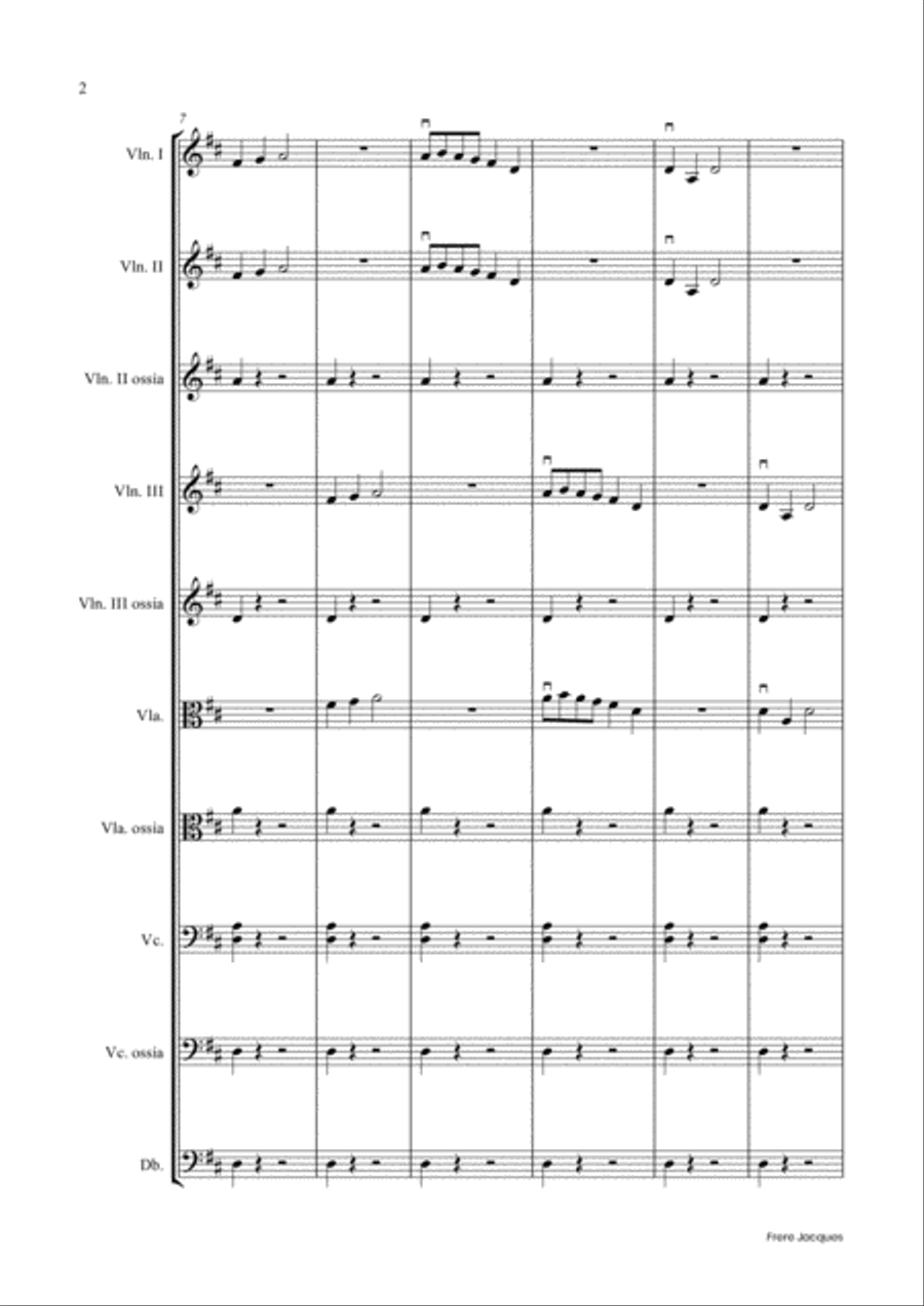 Frere Jacques (Flexible string quartet/ensemble) String Quartet scores gallery preview page 3