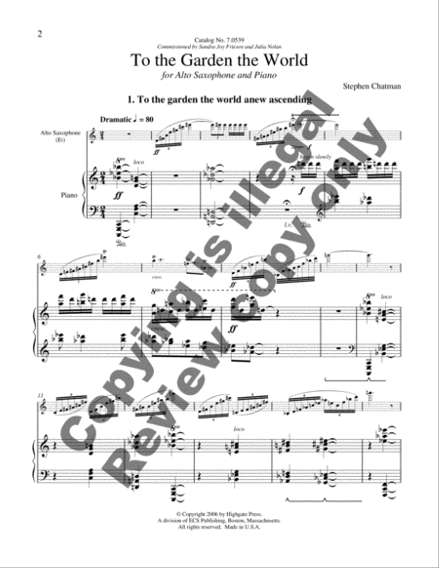 To the Garden the World Alto Saxophone scores gallery preview page 8