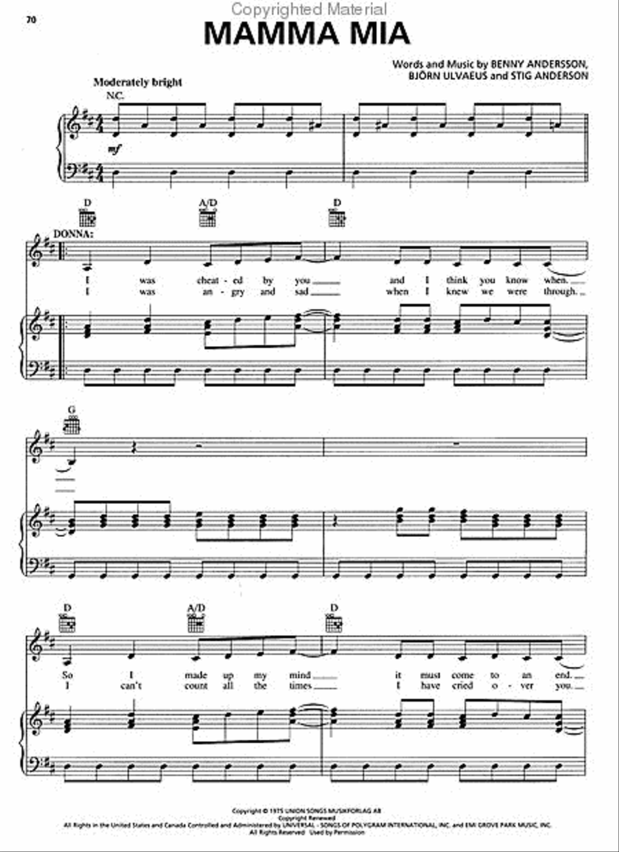The Best of ABBA Piano, Vocal, Guitar scores gallery preview page 4