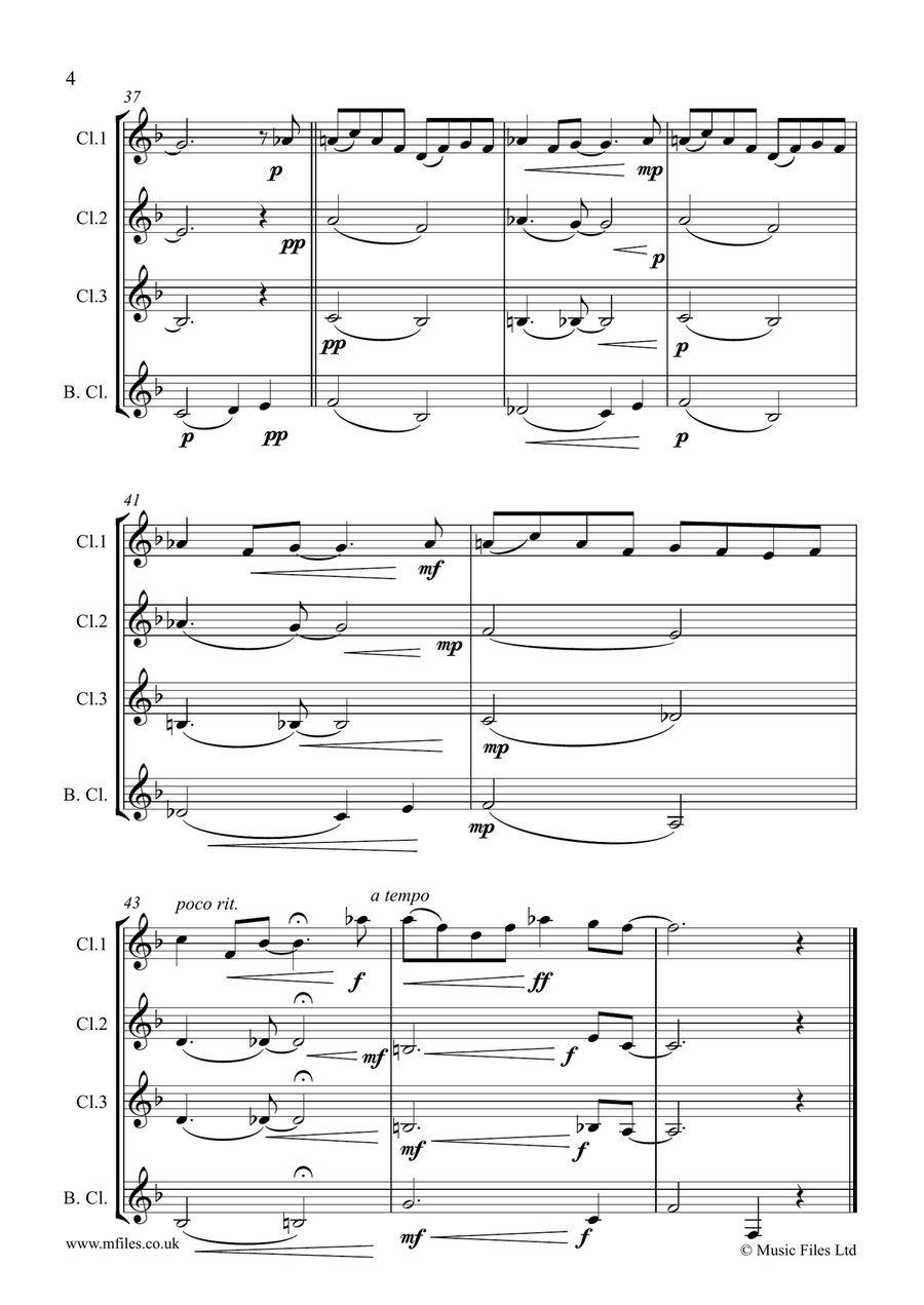 Jazzy Swing Song (for Clarinet Quartet - score & parts) Clarinet Quartet scores gallery preview page 4