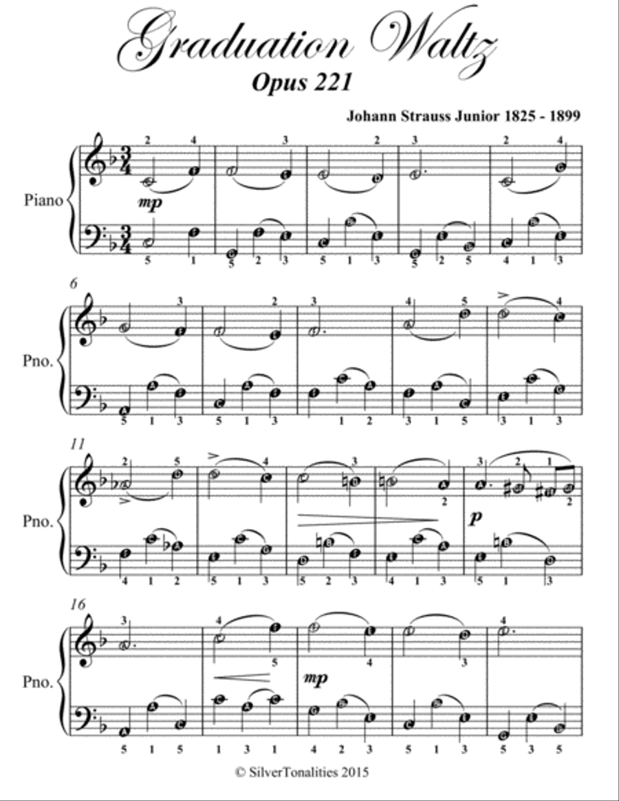 Graduation Waltz Opus 221 Easiest Piano Sheet Music Easy Piano scores gallery preview page 2