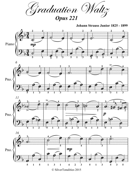 Graduation Waltz Opus 221 Easiest Piano Sheet Music
