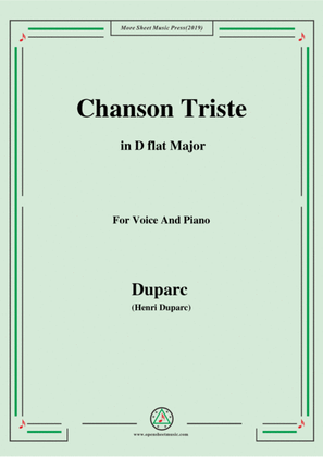 Book cover for Duparc-Chanson Triste in D flat Major