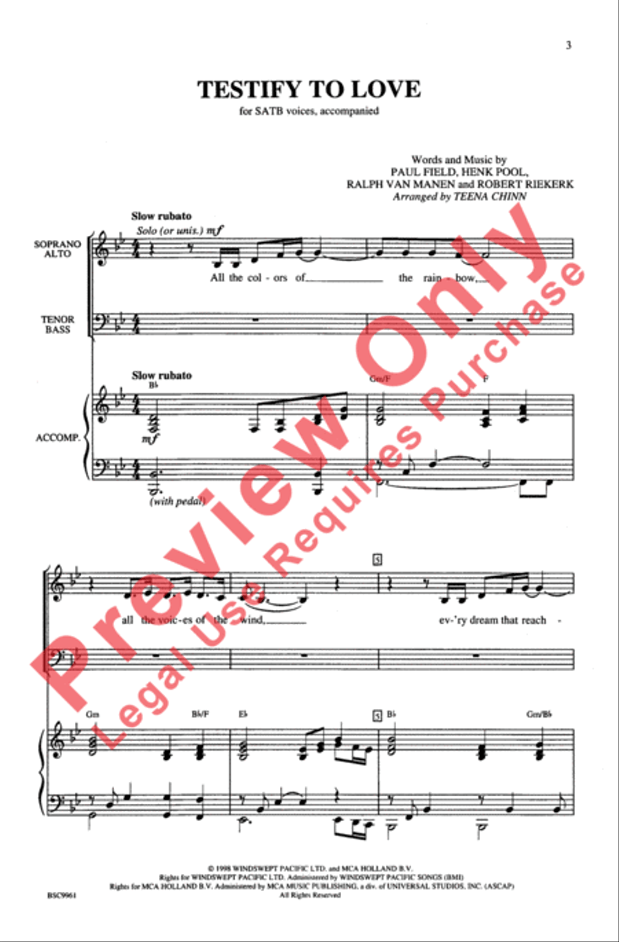 Testify to Love 4-Part scores gallery preview page 2