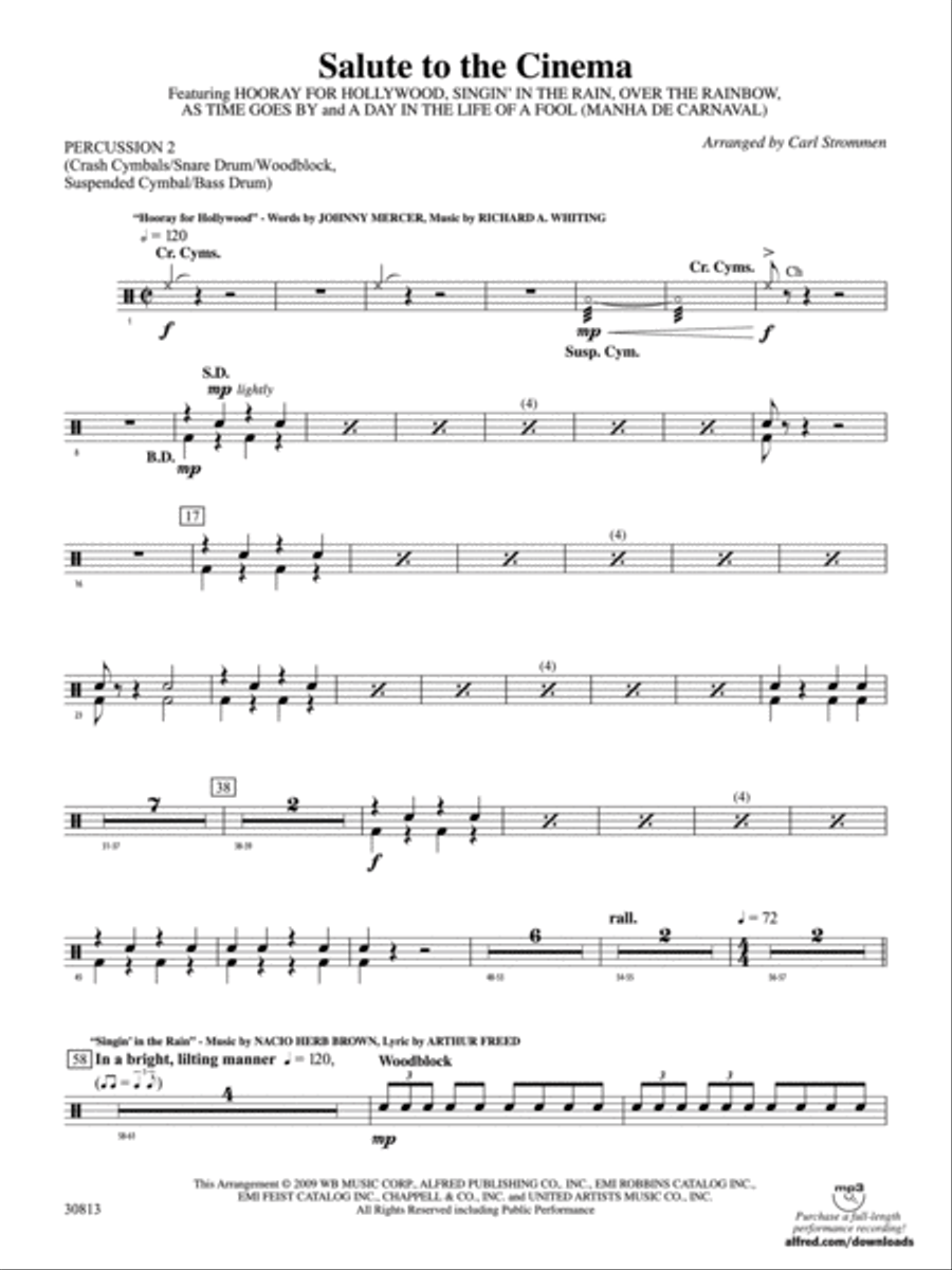 Salute to the Cinema: 2nd Percussion Concert Band scores gallery preview page 1