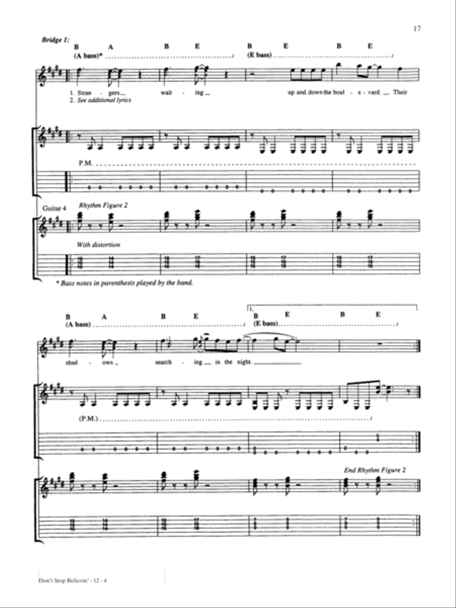 Don't Stop Believin' Guitar Tablature scores gallery preview page 4