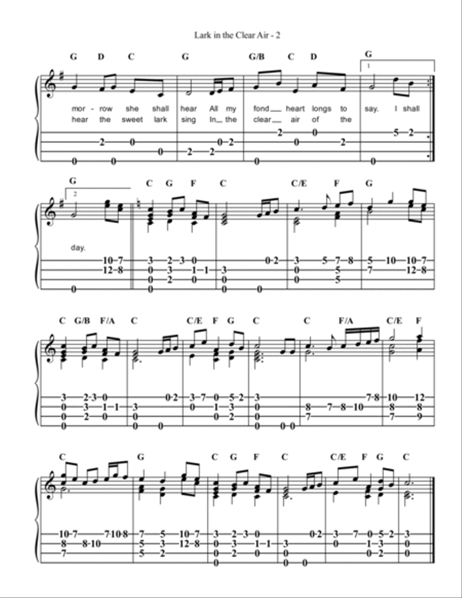 Lark in the Clear Air - Ukulele Arrangement Ukulele scores gallery preview page 3
