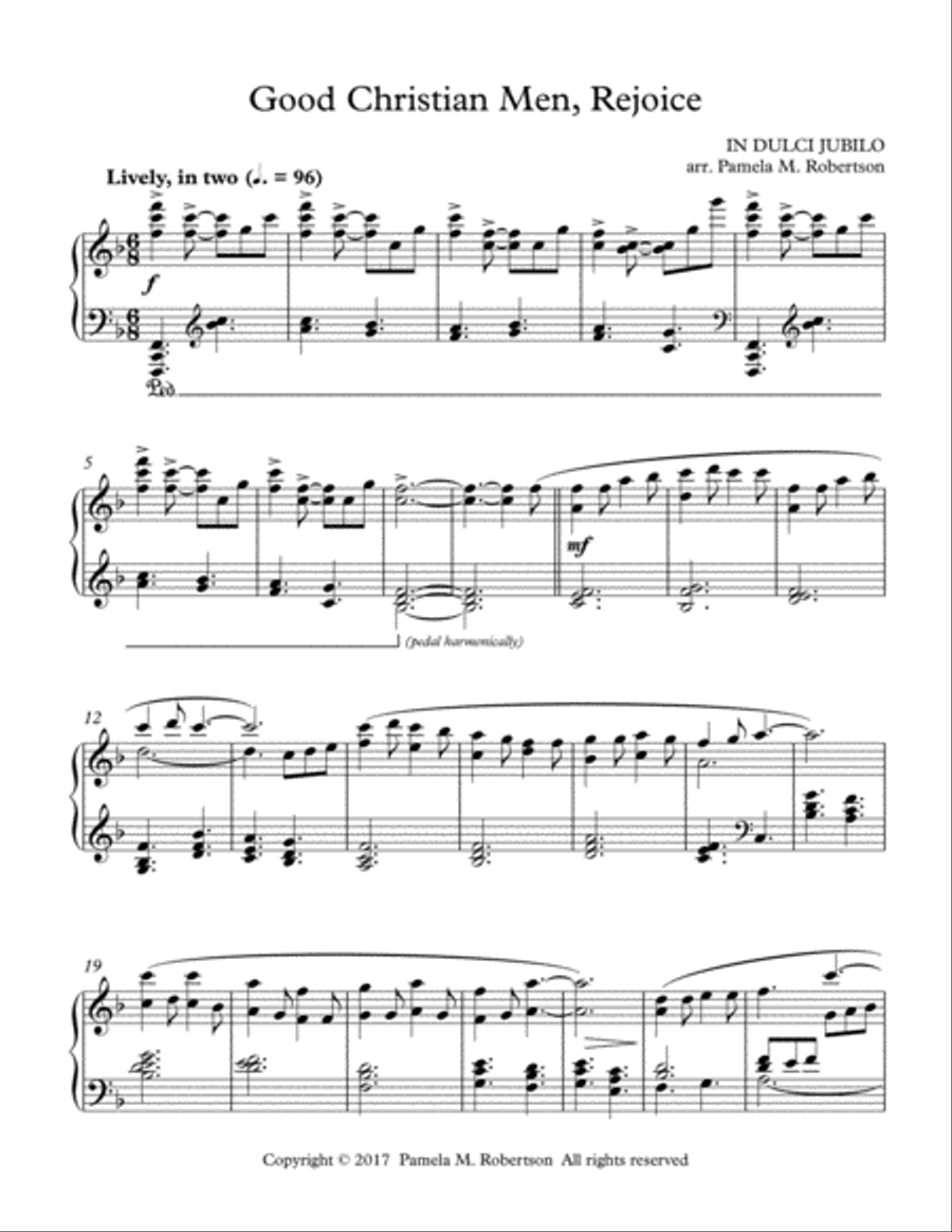Good Christian Men, Rejoice - Piano Solo Piano Solo scores gallery preview page 1