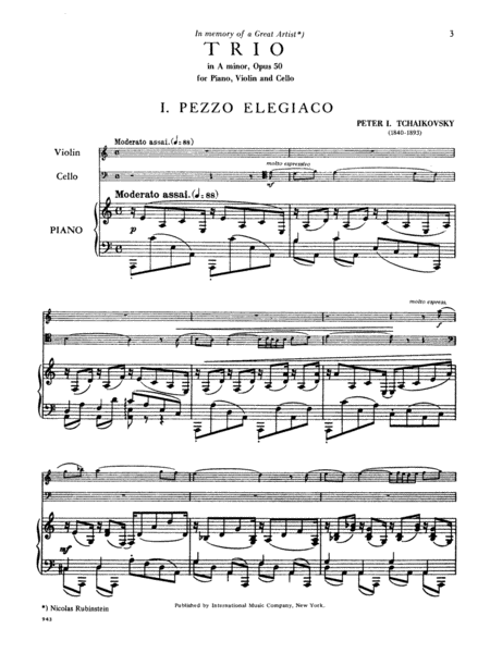 Trio In A Minor, Opus 50