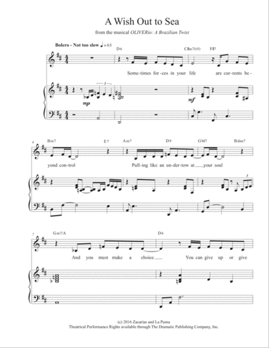 A Wish Out to Sea Piano, Vocal, Guitar scores gallery preview page 1