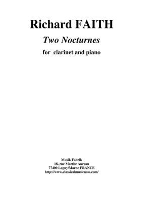 Book cover for Richard Faith : Two Nocturnes for clarinet and piano