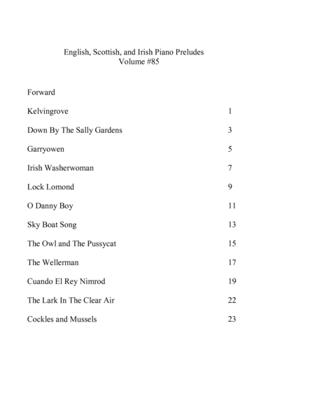 English Scottish and Irish Piano Preludes Volume #85 image number null