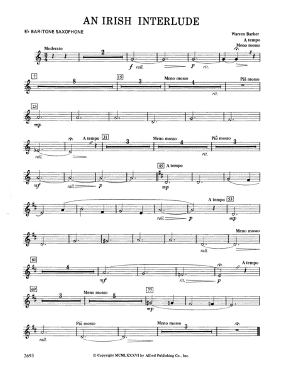 An Irish Interlude: E-flat Baritone Saxophone Concert Band scores gallery preview page 1