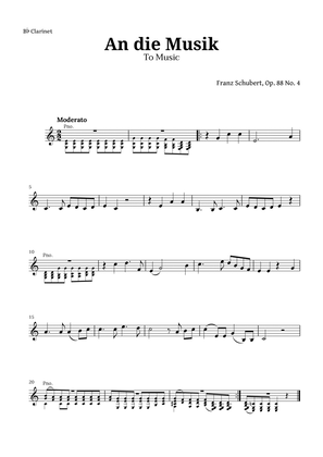 An die Musik (To Music) by for Clarinet