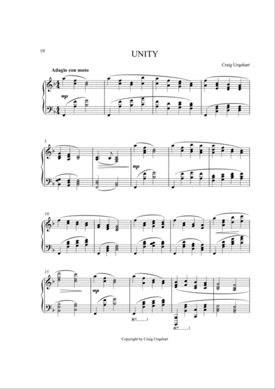 Craig Urquhart - UNITY Piano Solo scores gallery preview page 1