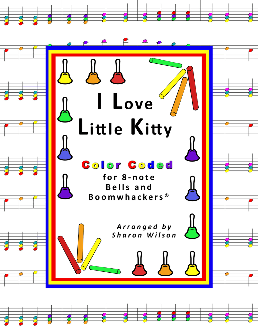 I Love Little Kitty (for 8-note Bells and Boomwhackers with Color Coded Notes) Handbell Choir scores gallery preview page 1