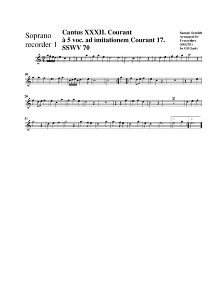 Canzon ad imitationem Courant 17 SSWV 70 (arrangement for 5 recorders)