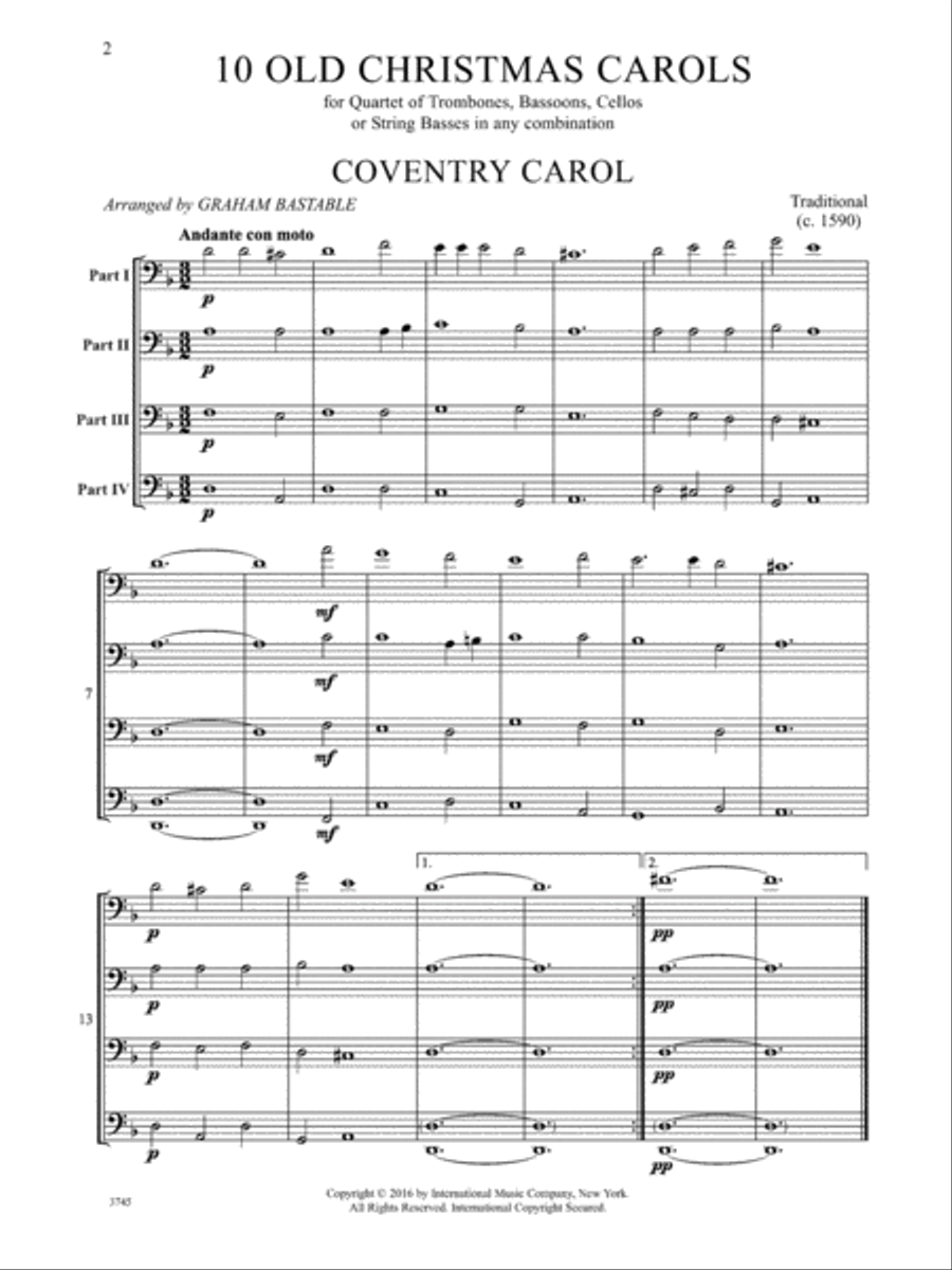 10 Old Christmas Carols Bassoon scores gallery preview page 2