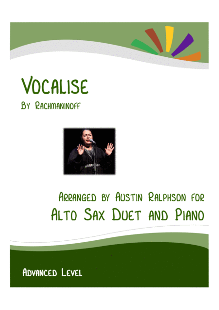 Vocalise (Rachmaninoff) - alto sax duet and piano with FREE BACKING TRACK Saxophone Duet scores gallery preview page 1