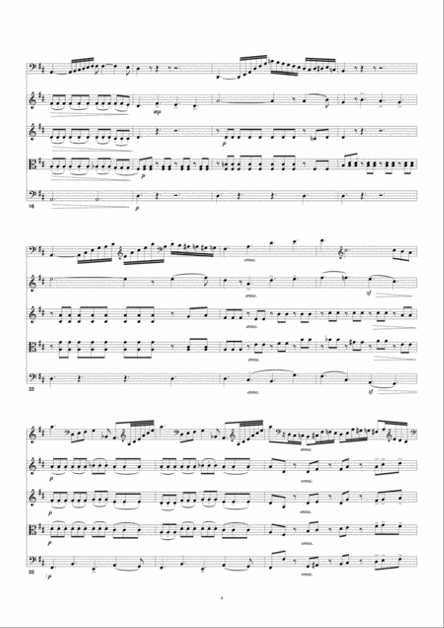 Giovanni Bottesini, Elegy, for solo double bass in solo tuning and string quartet, quintet or strin String Quartet scores gallery preview page 4